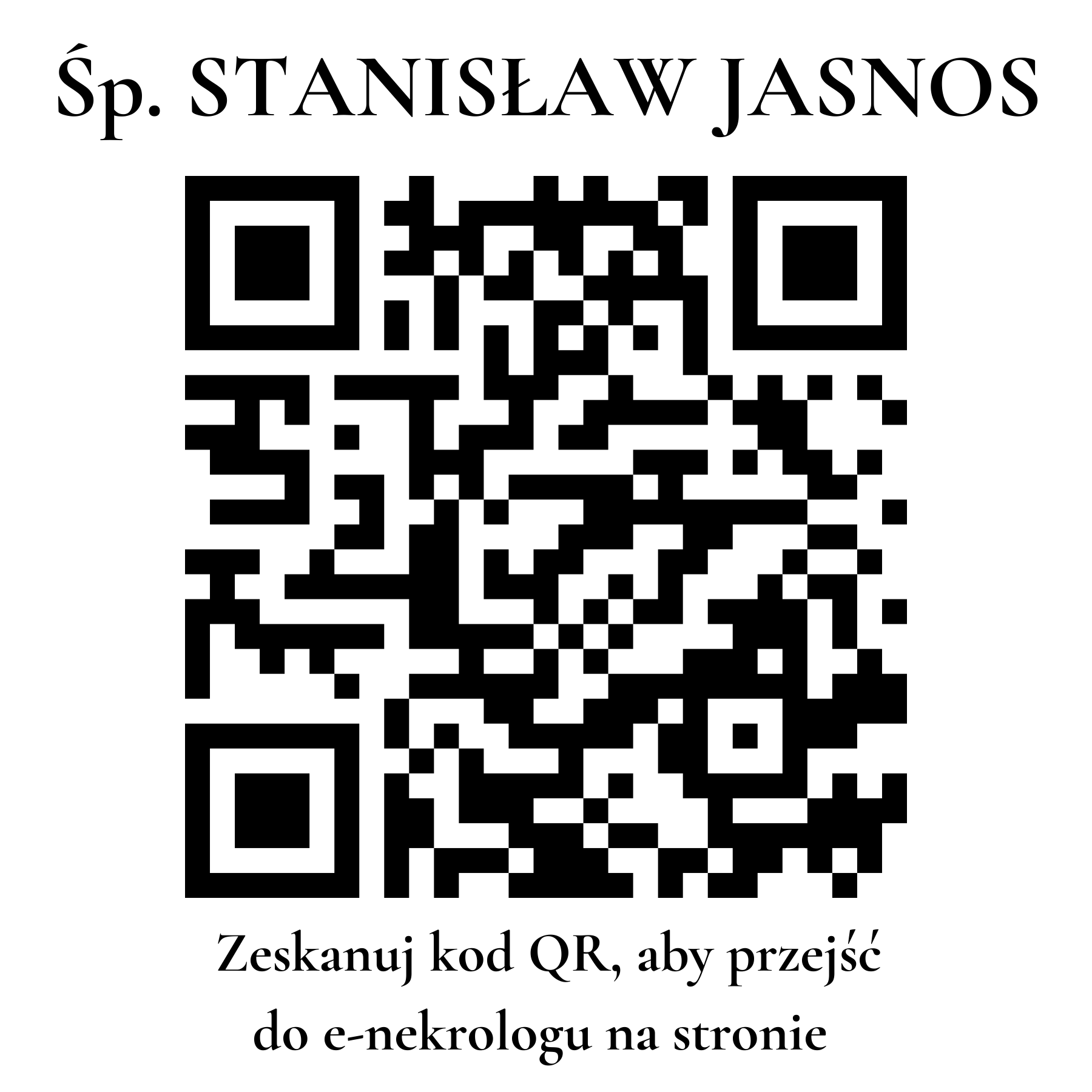 Kod QR do nekrologu STANISŁAW JASNOS