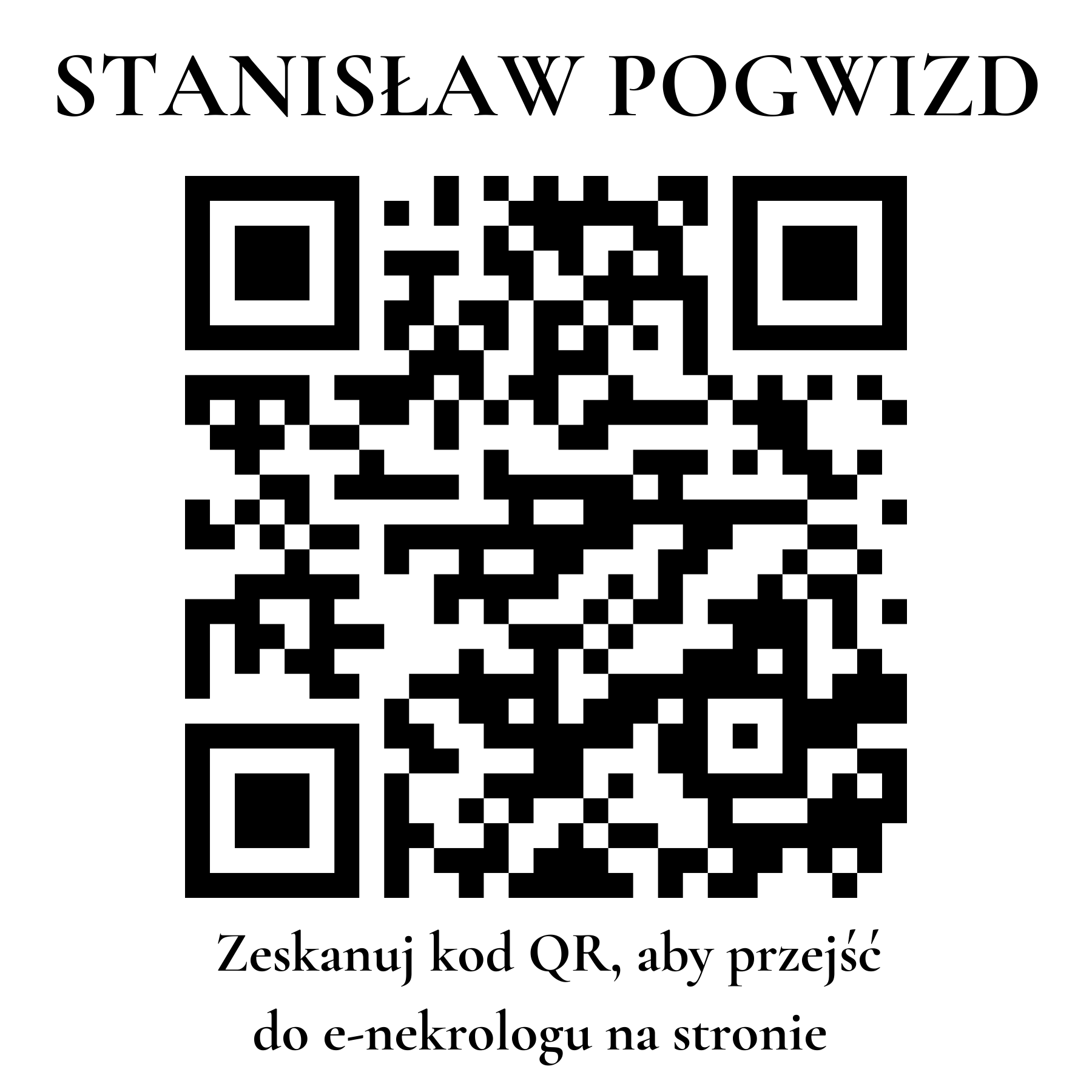 Kod QR do nekrologu STANISŁAW POGWIZD Kod QR do nekrologu STANISŁAW POGWIZD