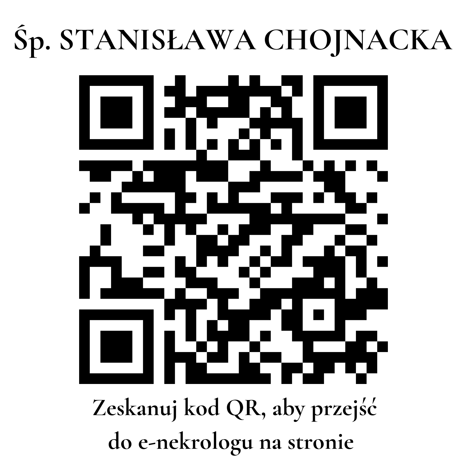 Kod QR do nekrologu STANISŁAWA CHOJNACKA