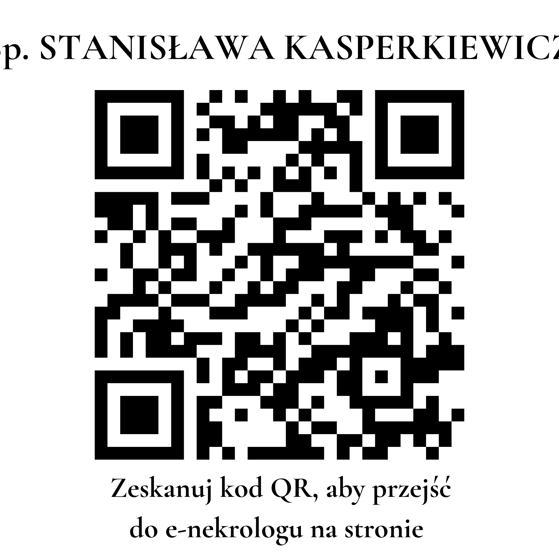 Kod QR do nekrologu STANISŁAWA KASPERKIEWICZ