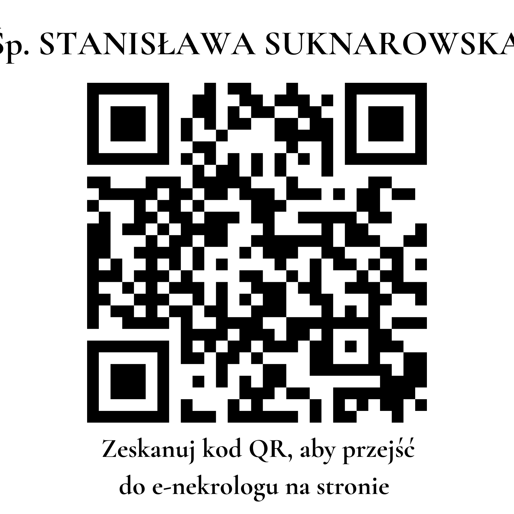 Kod QR do nekrologu STANISŁAWA SUKNAROWSKA