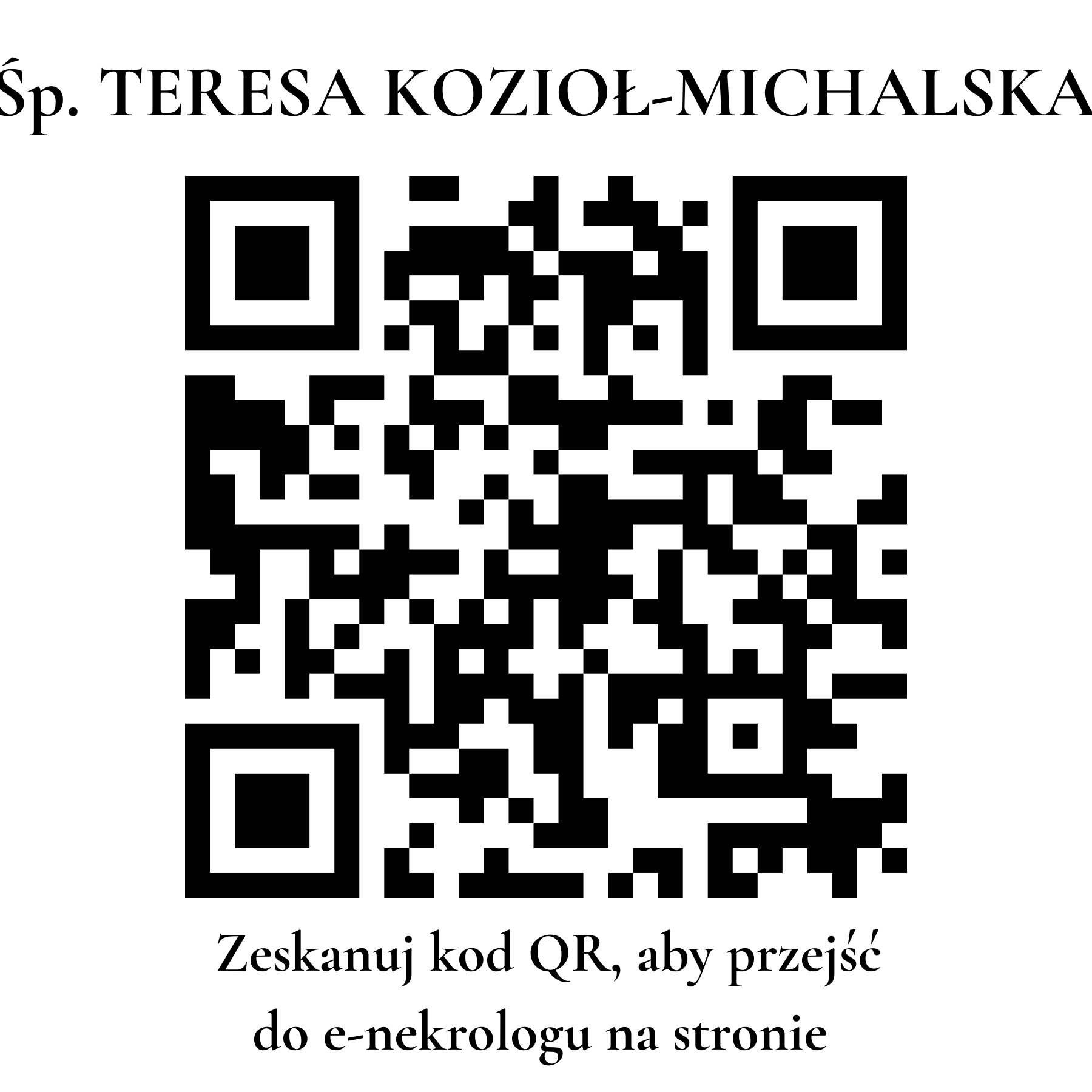Kod QR do nekrologu TERESA KOZIOŁ-MICHALSKA