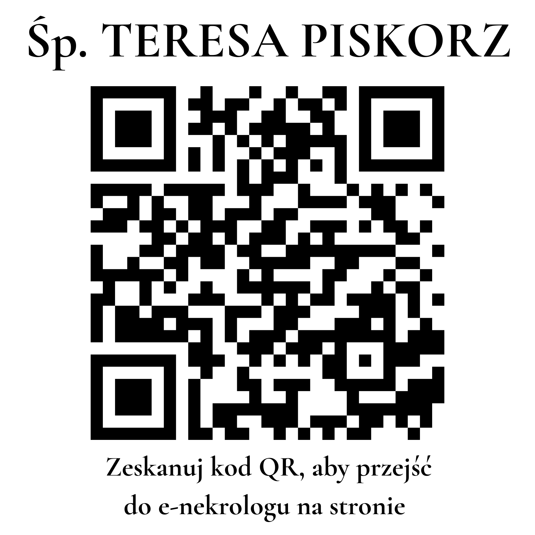 Kod QR do nekrologu TERESA PISKORZ Kod QR do nekrologu TERESA PISKORZ