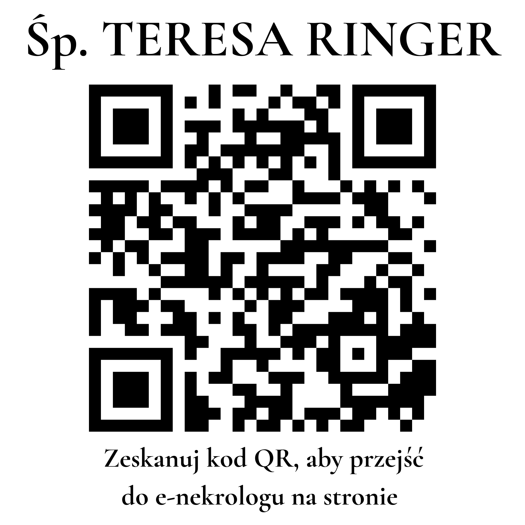 Kod QR do nekrologu TERESA RINGER