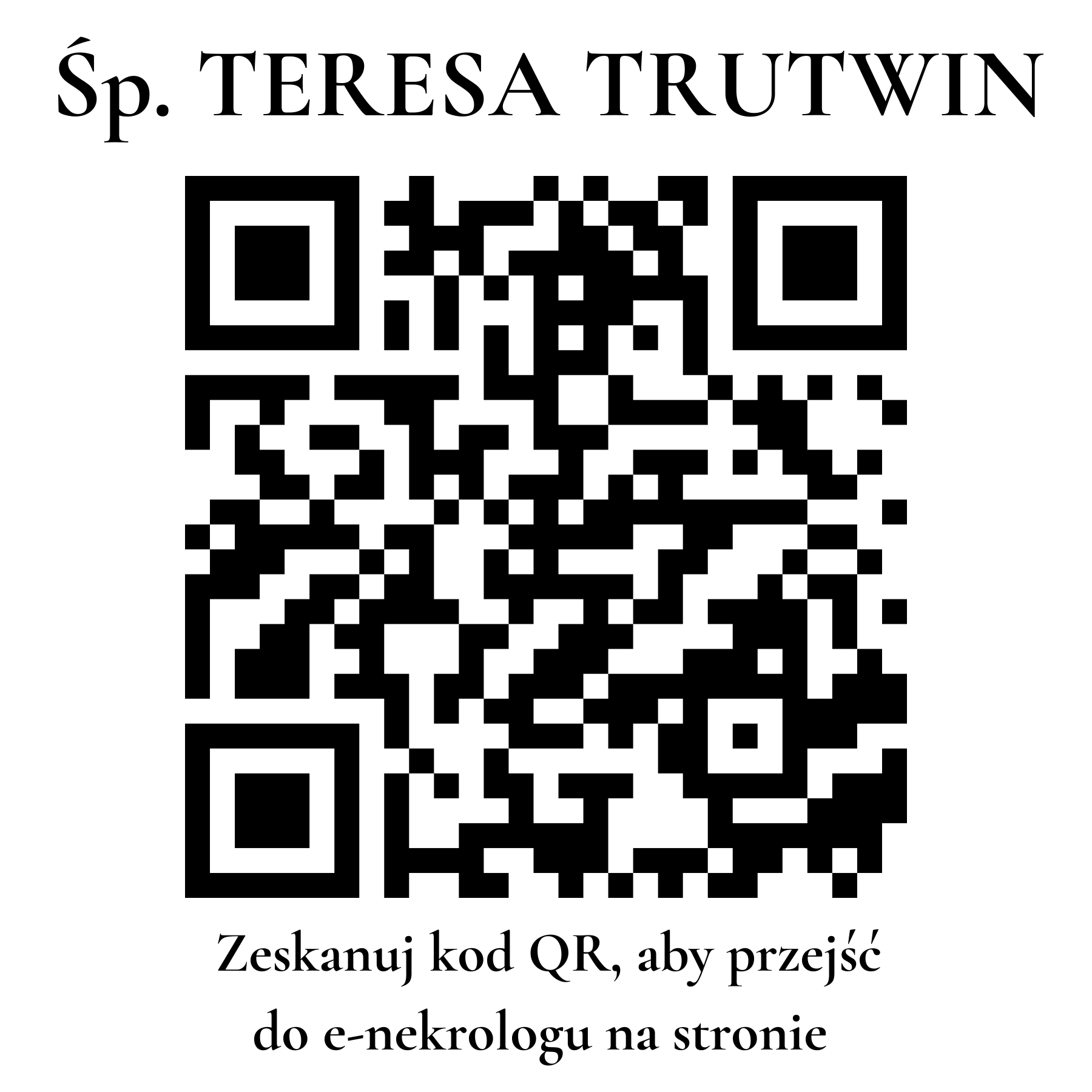 Kod QR do nekrologu TERESA TRUTWIN