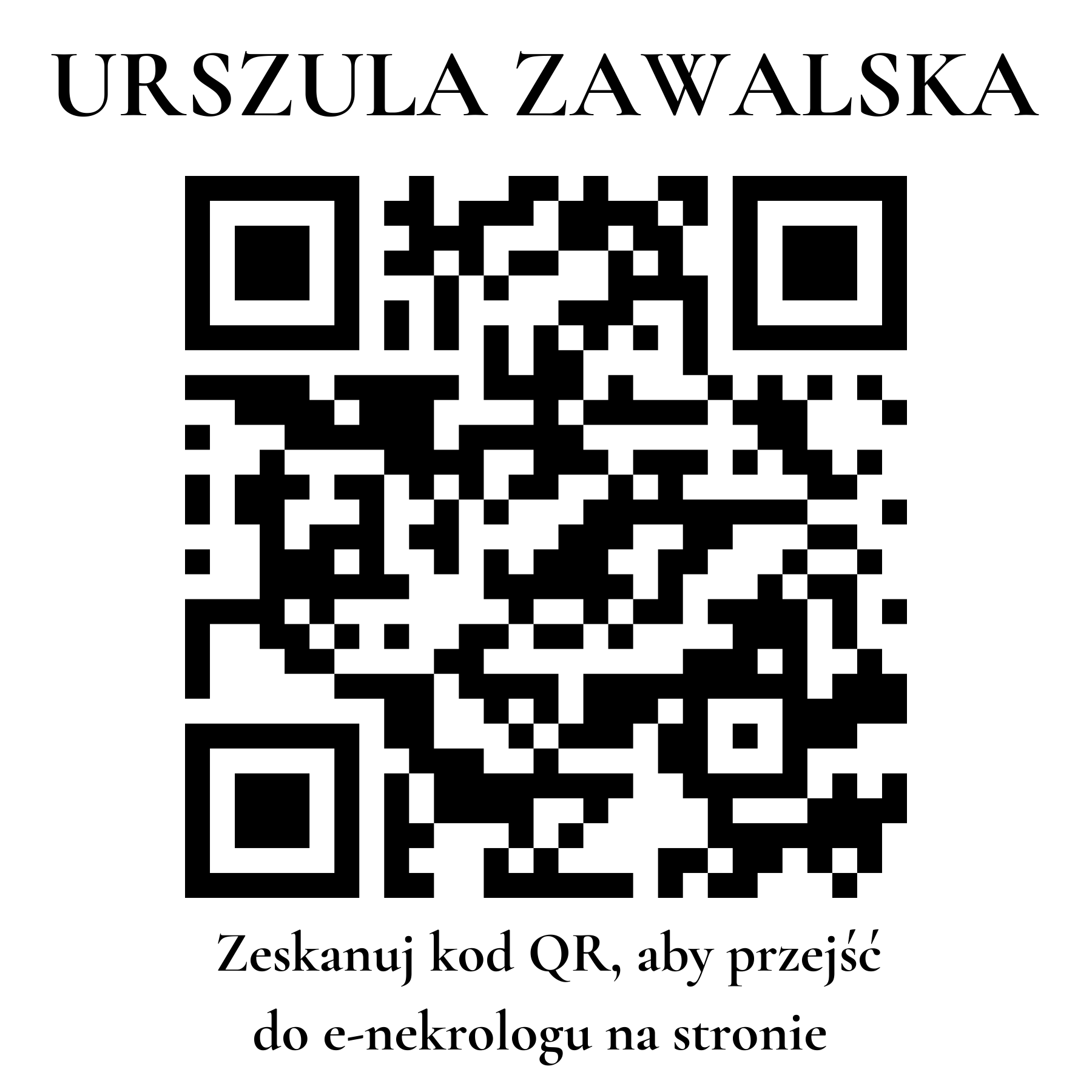 Kod QR do nekrologu URSZULA ZAWALSKA