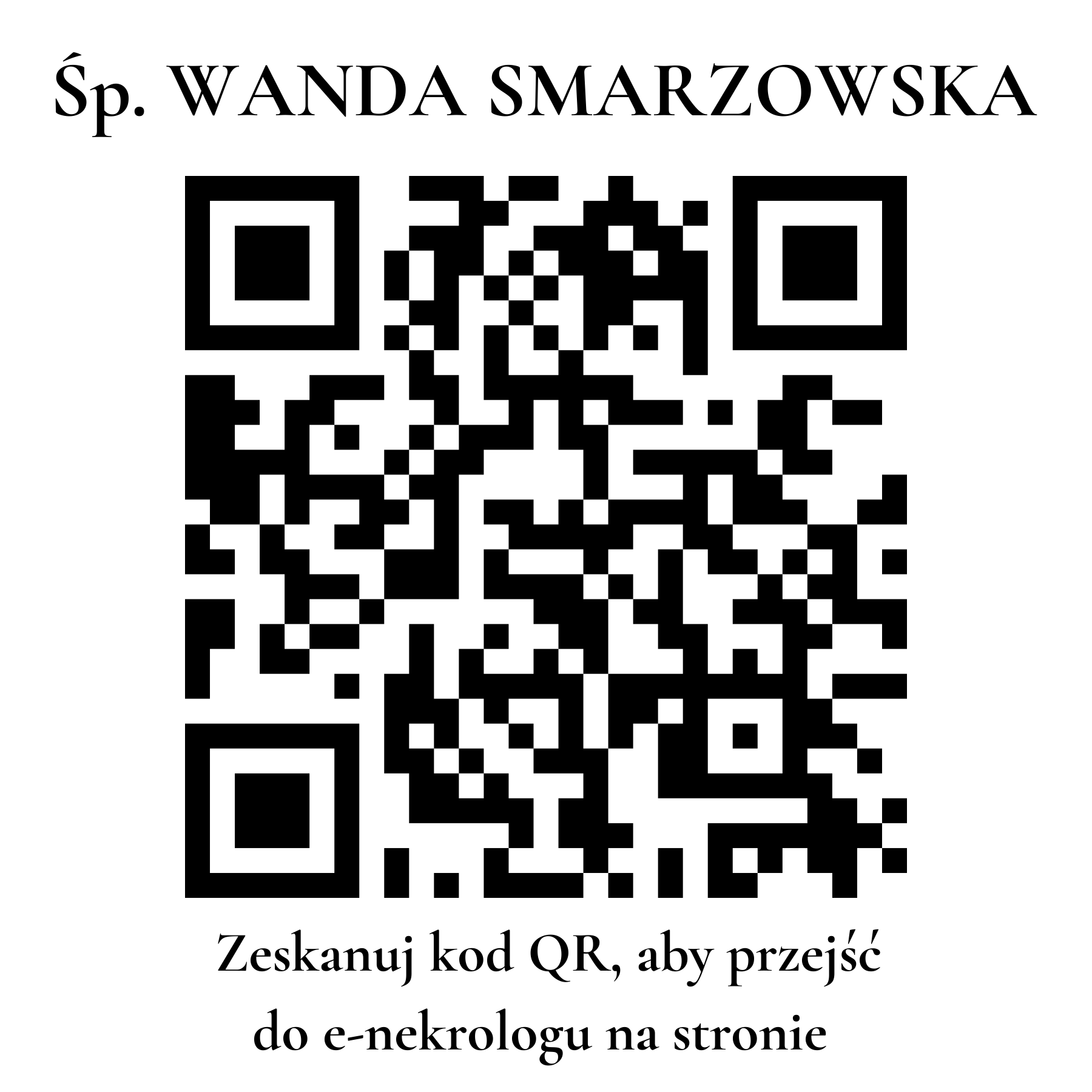 Kod QR do nekrologu WANDA SMARZOWSKA