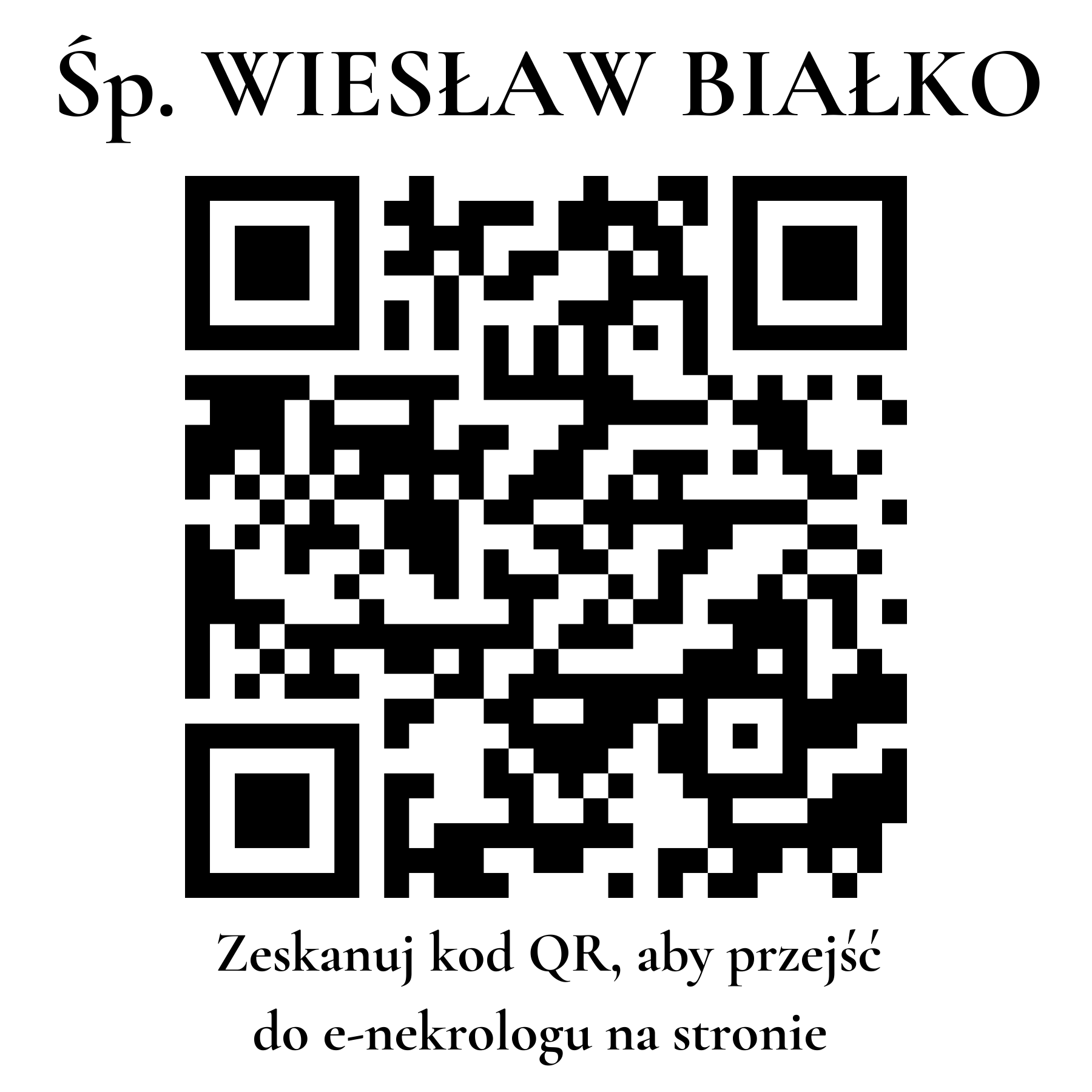 Kod QR do nekrologu WIESŁAW BIAŁKO