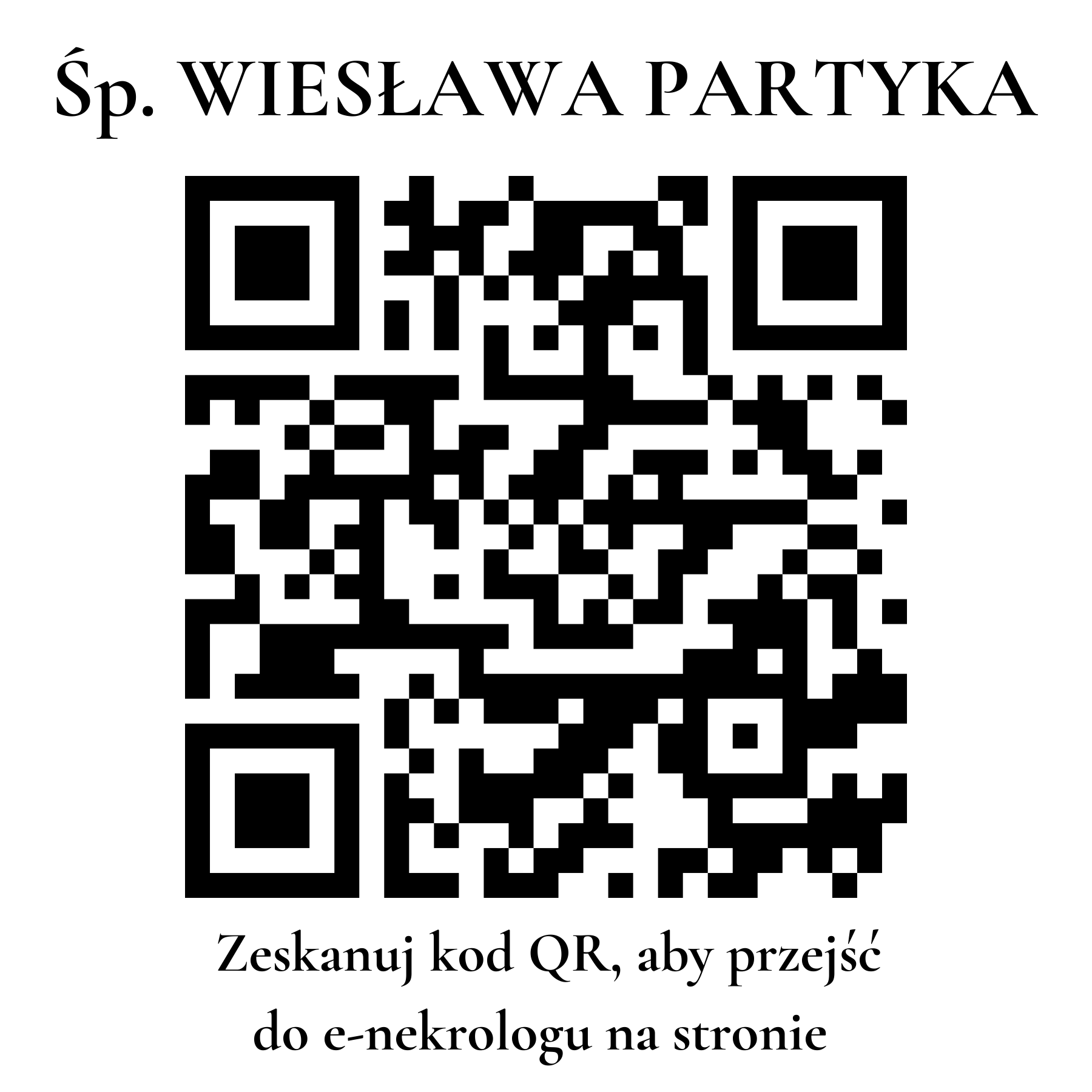Kod QR do nekrologu WIESŁAWA PARTYKA