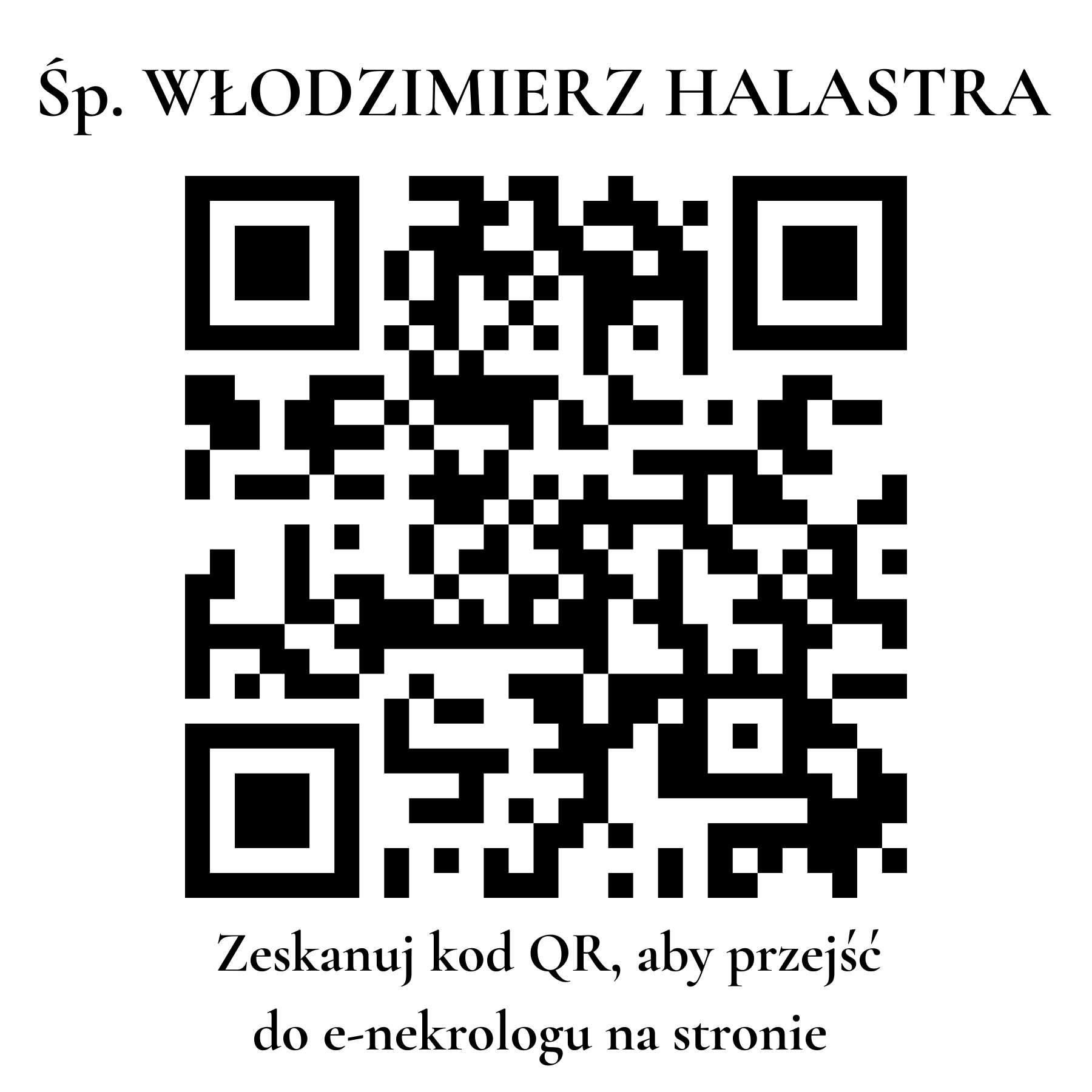 Kod QR do nekrologu WŁODZIMIERZ HALASTRA