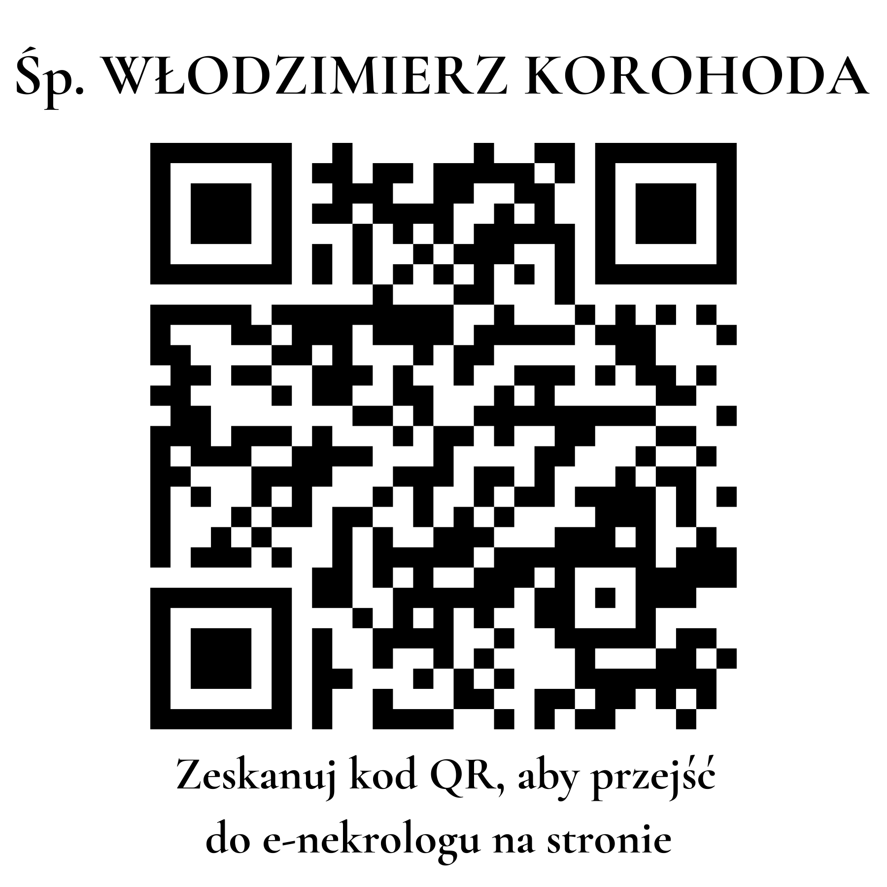 Kod QR do nekrologu WŁODZIMIERZ KOROHODA