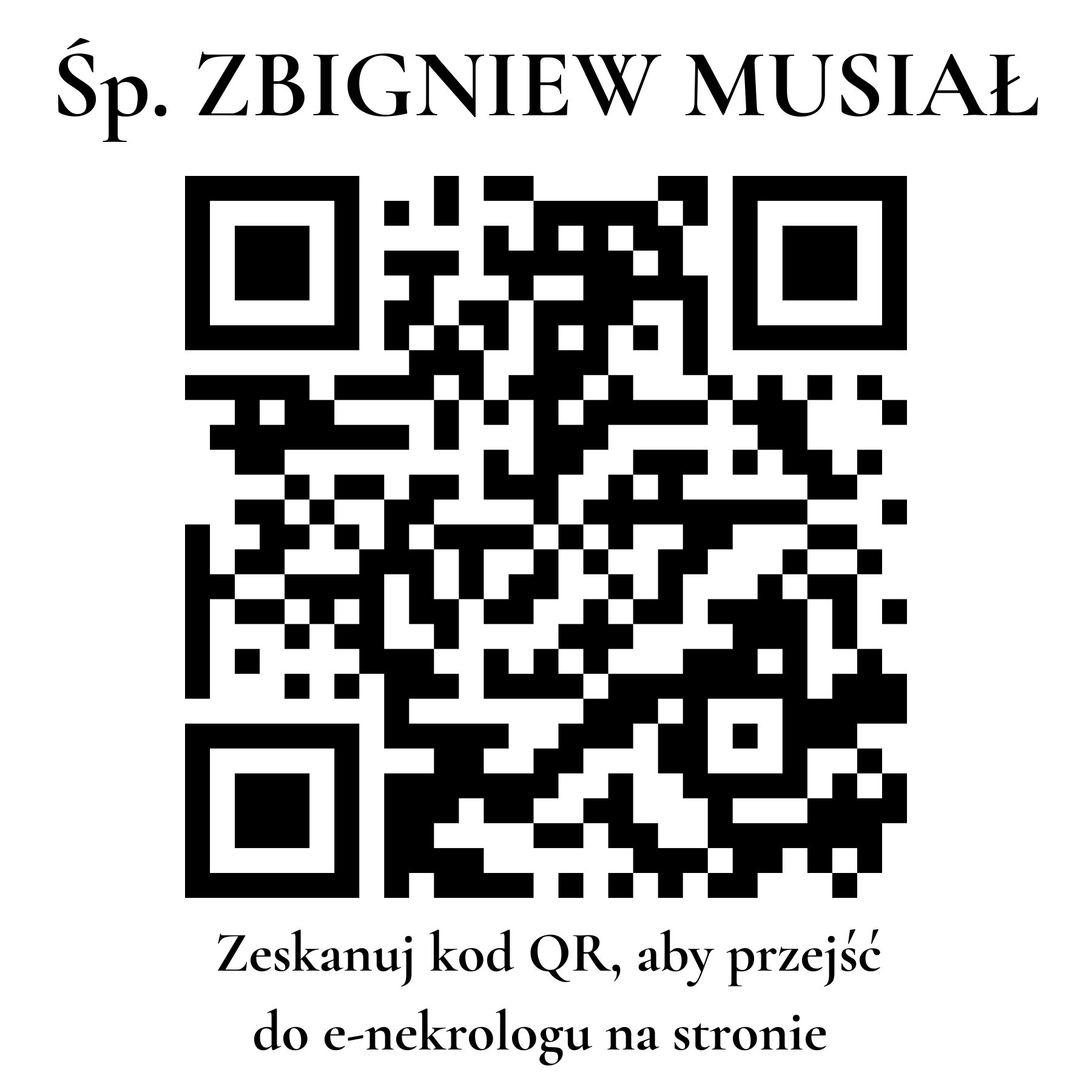 Kod QR do nekrologu ZBIGNIEW MUSIAŁ